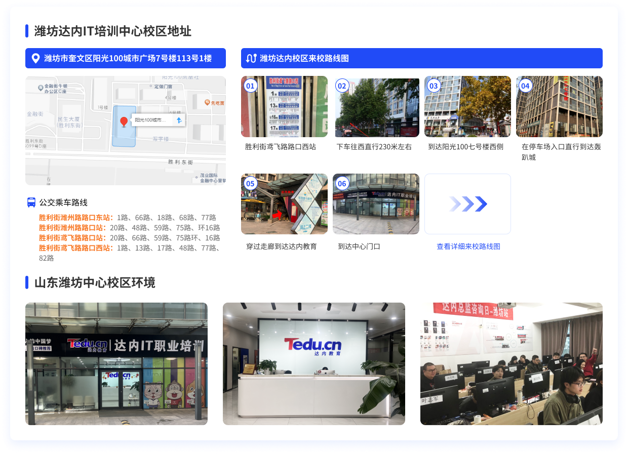 濰坊達內(nèi)教育來校路線圖