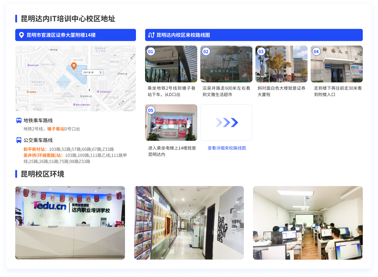 昆明達內(nèi)教育來校路線圖